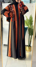 Stylish Black & Red Embroidered Open Abaya/Bisht With Kashmir Details