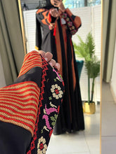 Stylish Black & Red Embroidered Open Abaya/Bisht With Kashmir Details