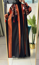 Stylish Black & Red Embroidered Open Abaya/Bisht With Kashmir Details