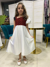 Little Girl Palestinian Embroidered White Satin Unique Design Dress