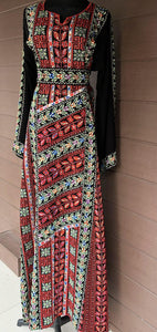 Gorgeous Black and Red Full Embroidered Palestinian Akka Thobe