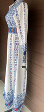 Unique Royal White And Blue Palestinian Embroidered Thob Dress