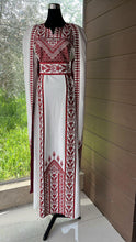 Stunning White And Red Royal Sleeve Palestinian Embroidered Dress