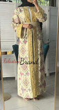 Luxurious Beige Diamond Embroidered Abaya with Golden Thread Details