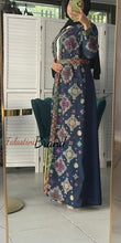 Stylish Navy and Colorful Georgette Diamond Embroidered Open Abaya Kaftan