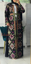 Stylish Black and Colorful Georgette Diamond Embroidered Open Abaya Kaftan