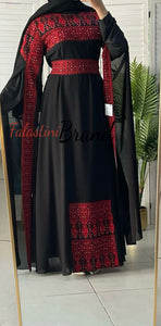 Elegant Royal Black and Red Embroidered Dress