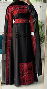 Elegant Royal Black and Red Embroidered Dress