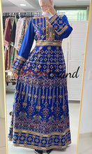 Unique Blue Indian Style Thobe Dress with Palestinian Embroidery