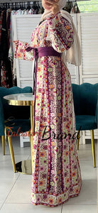 Very Luxurious White and Purple Malak Like Thob with Qasab Thread and Satin Details