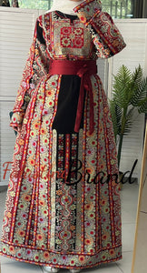 Very Luxurious Black and Red Malak Like Thob with Qasab Thread and Satin Details