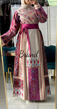 Very Luxurious Off White and Pink and Purple Thobe with Qasab and Satin Details