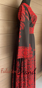 Super Elegant Black Cloche Dress with Red  Embroidery