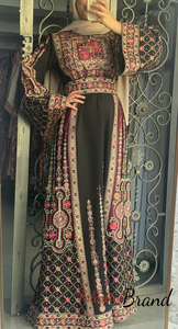 Royal Black Malak Thob with Purple and Green Details