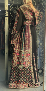 Royal Black Malak Thob with Purple and Green Details