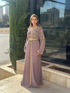 Elegant Handmade Belted Mauve Caftan