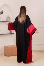 Sulaf Elegant Black and Red Bisht with Palestinian Embroidery and Satin Details