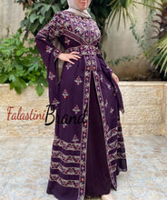 Purple 2-Pieces Embroidered Slit Sleeve Kaftan Dress