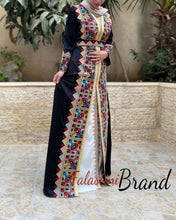 2 Pieces Black Moroccan Like Kaftan Dress with Palestinian Embroidery