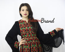 Stylish Layered Red And Green Embroidered Tobe Dress With Lace Details