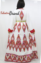 2 Pieces White Kaftan Dress with Red Embroidery