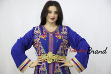 2 Pieces Blue Kaftan Dress with Multicolored Embroidery