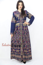 Navy Lite Queen Thobe Embroidered Palestinian Dress