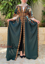 Green Embroidered Open Abaya