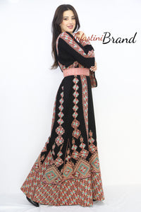 Unique Diamond Pink Embroidered Palestinian Thobe Dress