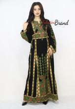 Black and Green Floral Palestinian Embroidered Thobe