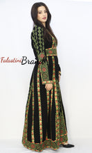 Black and Green Floral Palestinian Embroidered Thobe