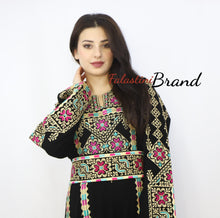 Black Floral Palestinian Embroidered Thobe