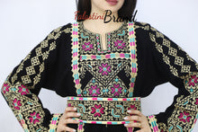 Black Floral Palestinian Embroidered Thobe