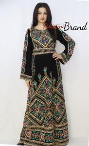 Manajil Palestinian Embroidered Floral Thobe Dress Palestinian Embroidery