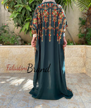 Green Embroidered Open Abaya