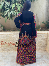 Manajil Palestinian Red Embroidered Floral Thobe Dress Palestinian Embroidery