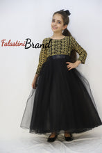 Little Girl Cloche Palestinian Golden Embroidered Black Dress