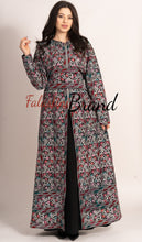 Amazing Metallic Silver Threads Palestinian Embroidered Thobe Dress Long Sleeve