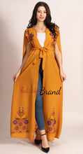 Stunning Ochre Georgette Embroidered Open Cape Abaya