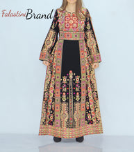 Amazing Black Malak Palestinian Embroidered Thobe Dress With Astonishing Embroidery