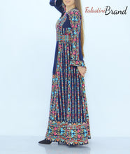 Amazing Navy Palestinian Embroidered Thobe Dress With Astonishing Embroidery