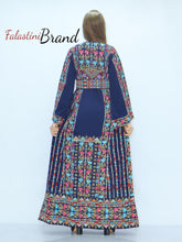 Amazing Navy Palestinian Embroidered Thobe Dress With Astonishing Embroidery