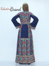 Amazing Navy Palestinian Embroidered Thobe Dress With Astonishing Embroidery