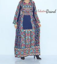 Amazing Navy Palestinian Embroidered Thobe Dress With Astonishing Embroidery