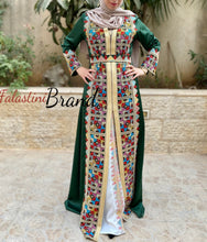 2 Pieces Moroccan Like Kaftan Dress with Palestinian Embroidery