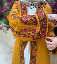 Mustard Malak Design Abaya with Flowers Embroidery