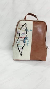 Palestine Bag - Leather Hand Embroidered Backpack