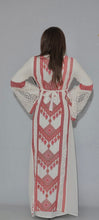 Elegant 2 Pieces White and Red Palestinian Embroidered Dress